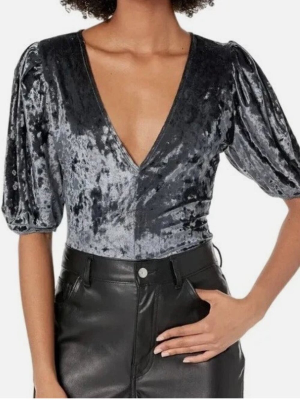 Intimately Free People "Don't You Wish" crushed velvet BODYSUIT MSRP $78
